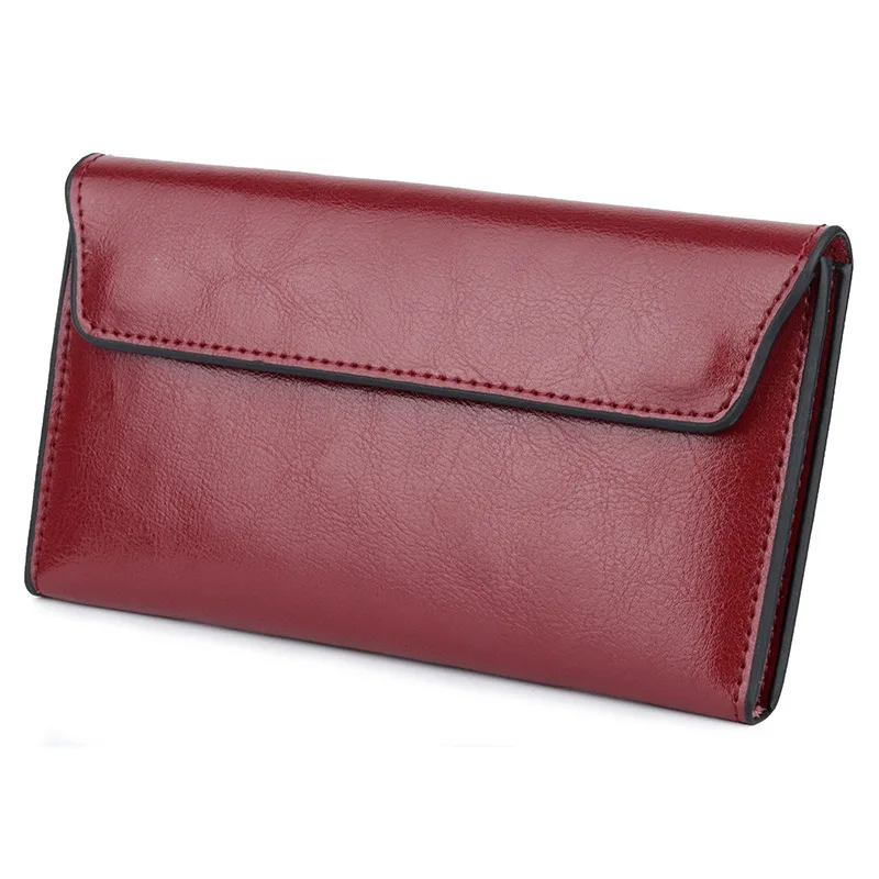 Two Layer Cowhide Large Capacity Thin Women's Wallet Fashionable Simple and Multifunctional Women's Handbag