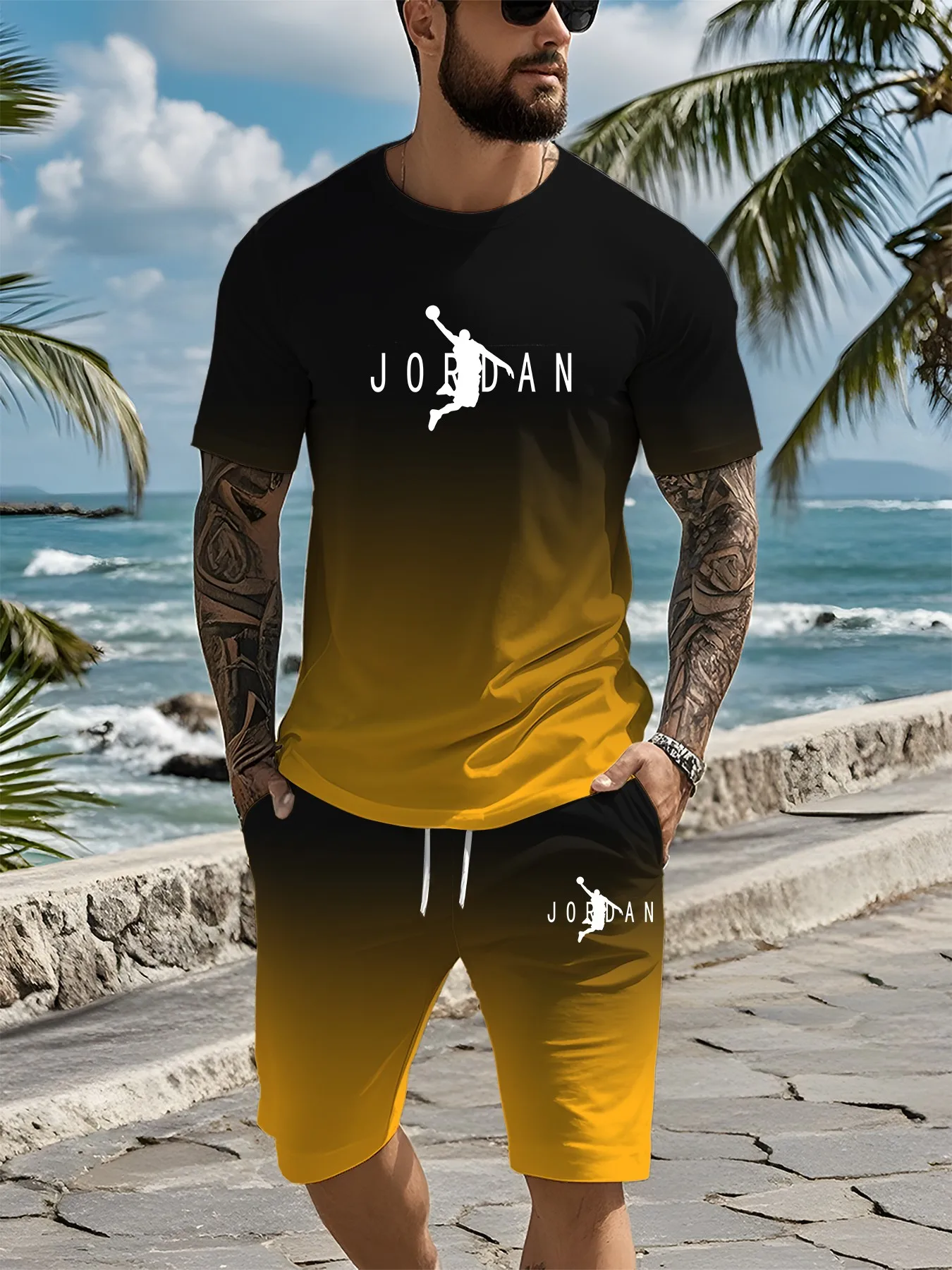 Conjunto casual manga corta senderismo hombres 2025