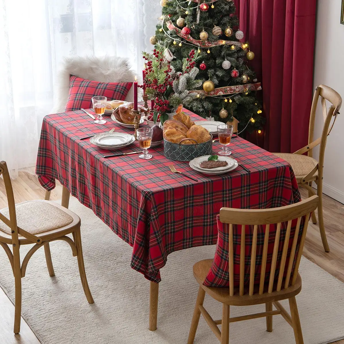 Checkered Tablecloth Waterproof Spillproof Wrinkle Resistant Buffalo Plaid Heavy Weight TableCloth Gingham Table Cover For