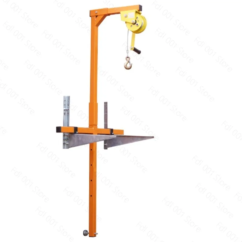 Lifting And Dismantling Of Air Conditioner With Small Crane, Lifting And Hoisting Of Air Conditioner With Hand Cranked Winch