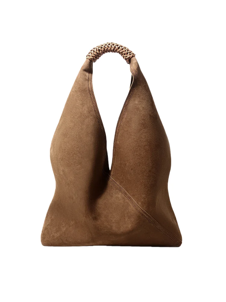 

Vintage Frosting Women Hobo Bag New Genuine Leather Commuting Underarm Bag Large Capacity Portable Bucket Bag Handbag