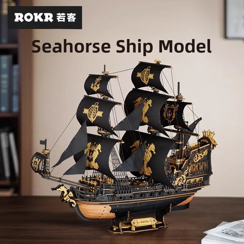 

Rokr DIY Wooden ip Model Kit Creative Handmade Assembly Sailboat man Number Desktop Decoration Gift