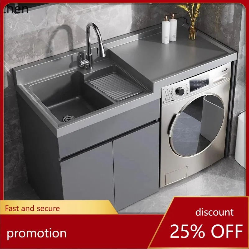 HXL Balcony Integrated Cabinet Combination Laundry Cabinet Laundry Sink Basin Companion with Washboard