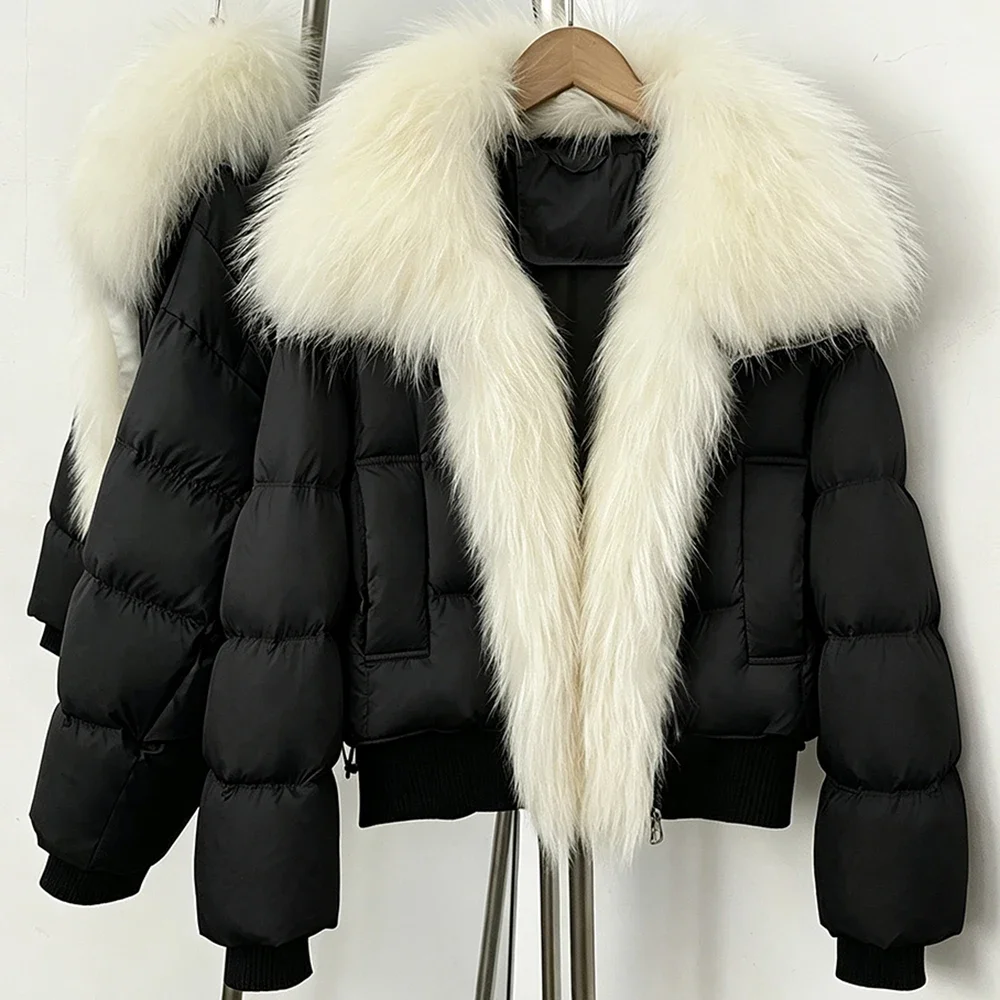 OFTBUY New Winter 90 Duck Down Jacket Women Real Fox Fur Short Warm Puffer Coat Female Fashion Casual Natural Fur Outerwear Lady