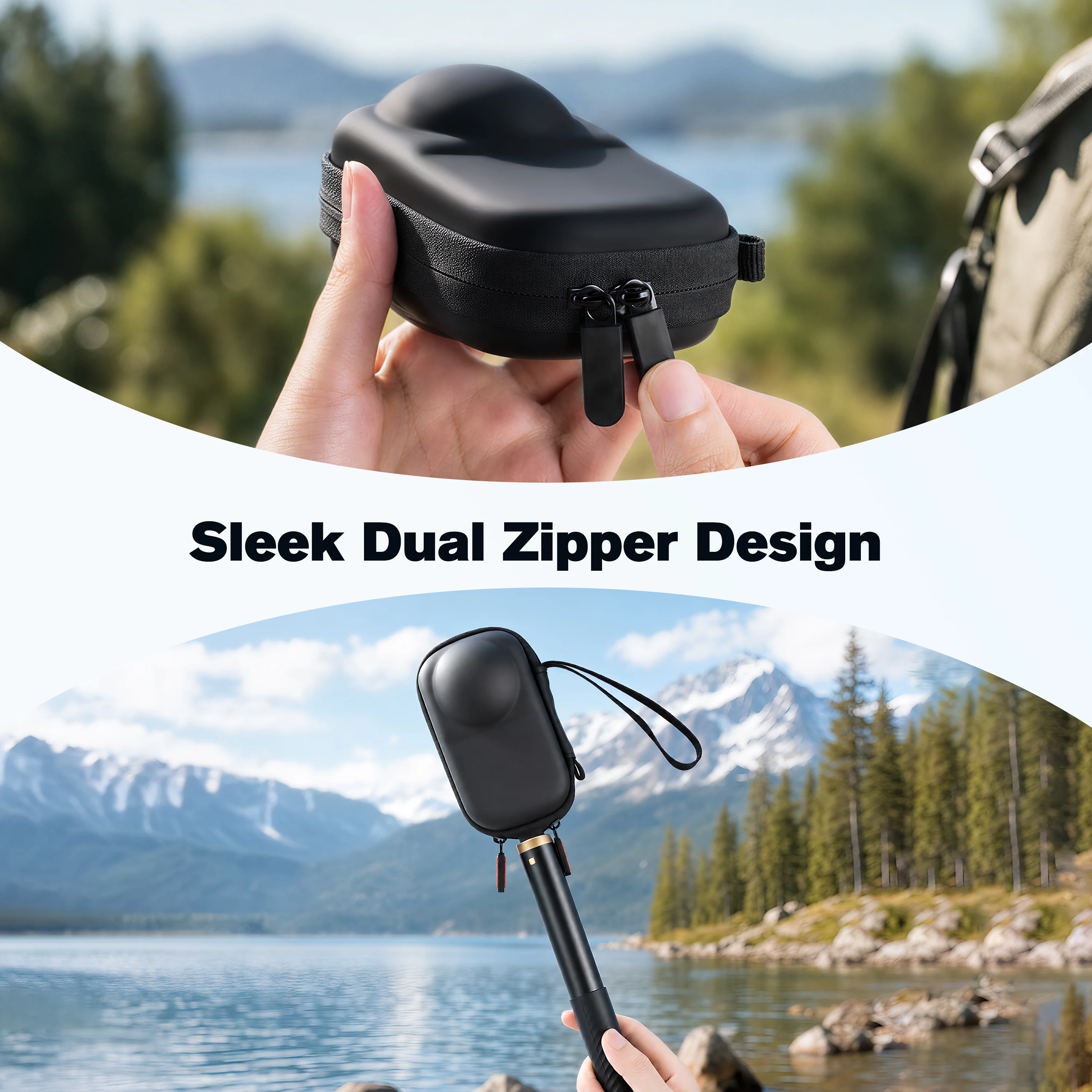 STARTRC PHOTO Mini futerał do przenoszenia akcesoriów Insta360 X6, ochrona obiektywu, przenośna torba podróżna, podwójny zamek błyskawiczny, konstrukcja z mocowaniem na statyw — zdjęcie produktu 3