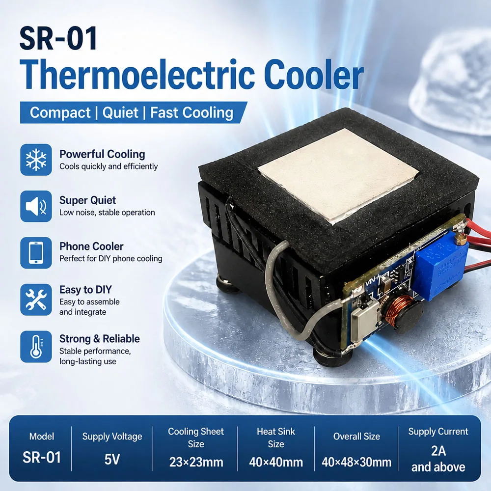 SR-01 2026 New Thermoelectric Cooler 5V Semiconductor Refrigeration Chip Thermoelectric Cooler Easy to Assemble/DIY23*23MM