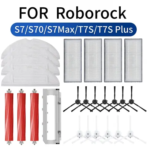For Roborock S7/S70/S7Max/T7S/T7S Plus Robot aspirador Accessories Main Brush Side brush Filter Mop Cloth