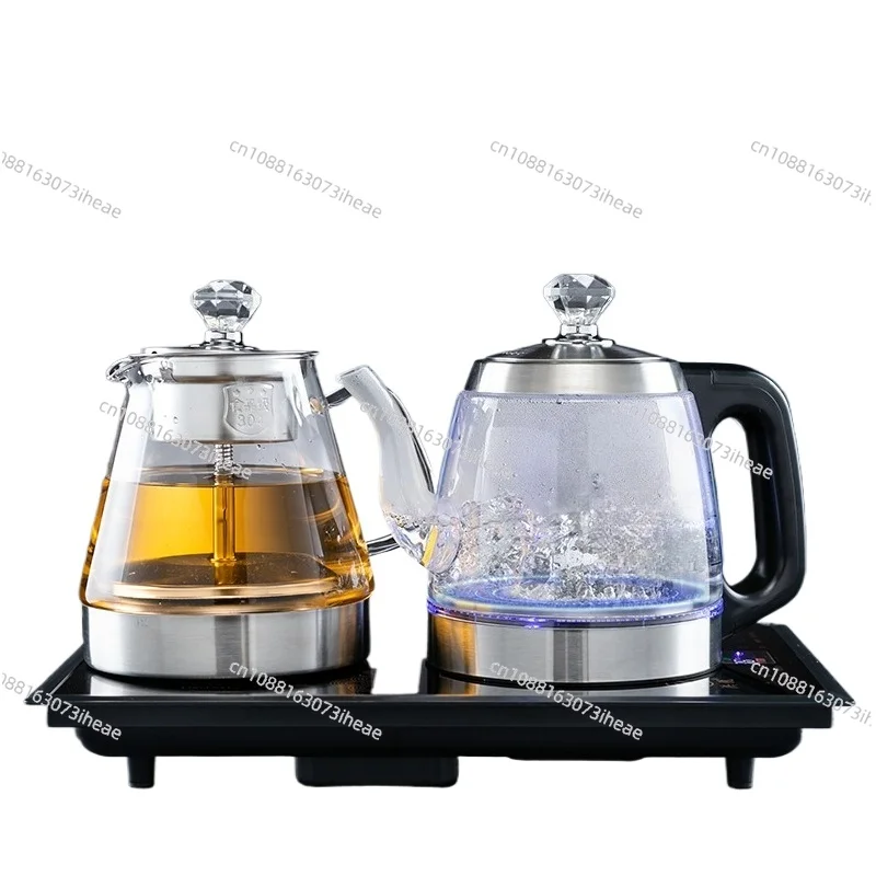 Intelligent automatic bottom water supply glass kettle tea set marble tea table integrated brewing teapot making tea household