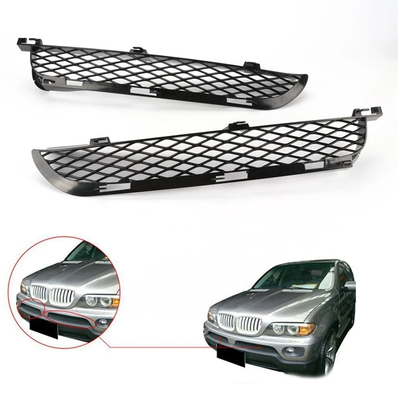 1Pair Front Bumper Grill Lower Kidney Intake Grille Trim Air Intake Grilles Racing Grills For BMW X5 E53 2004-2006