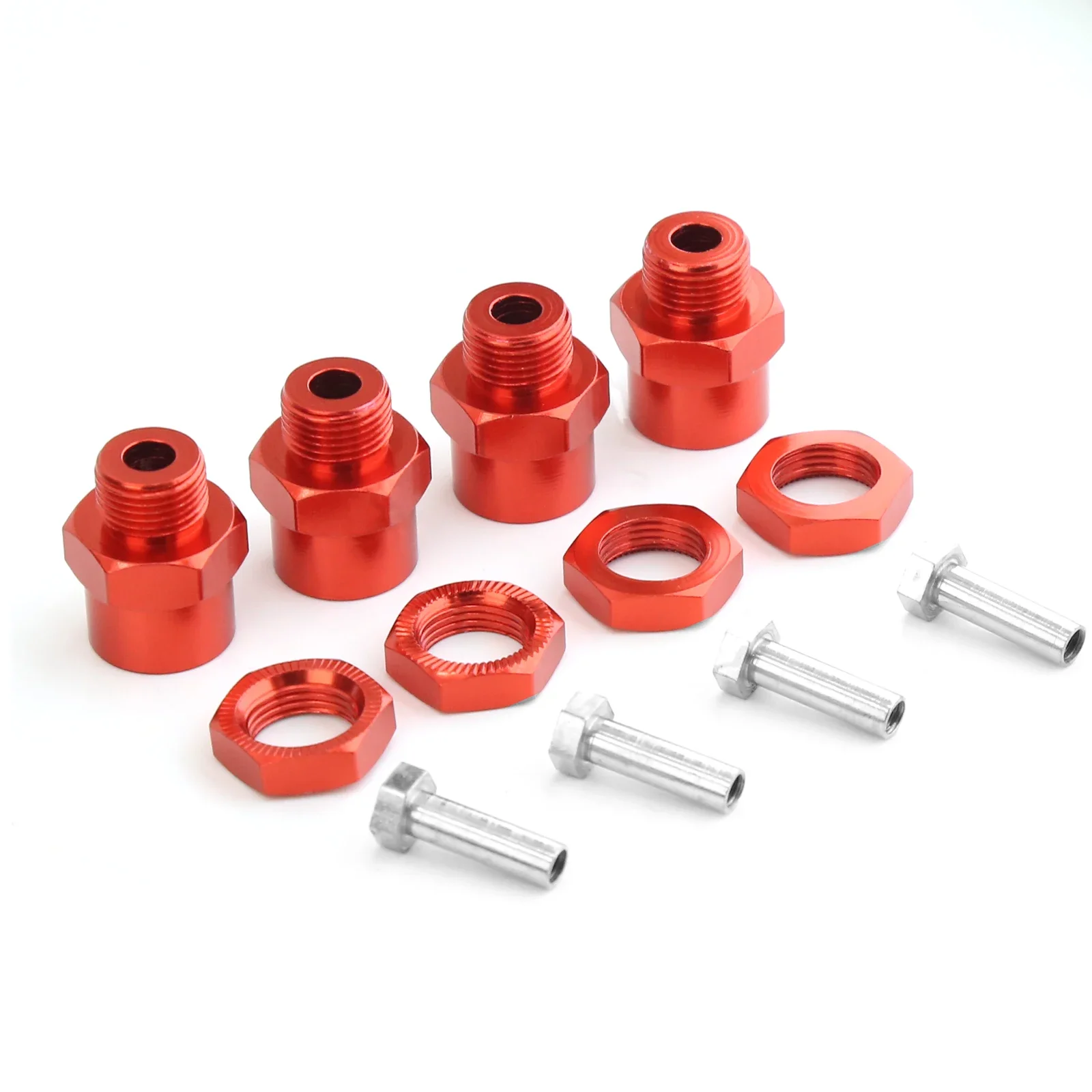 4PCS Aluminum Alloy 12mm to 17mm Wheel Hex Hubs Adapter Extension Conversion Nuts for 1/10 RC Car Upgrade 1/8 Tires