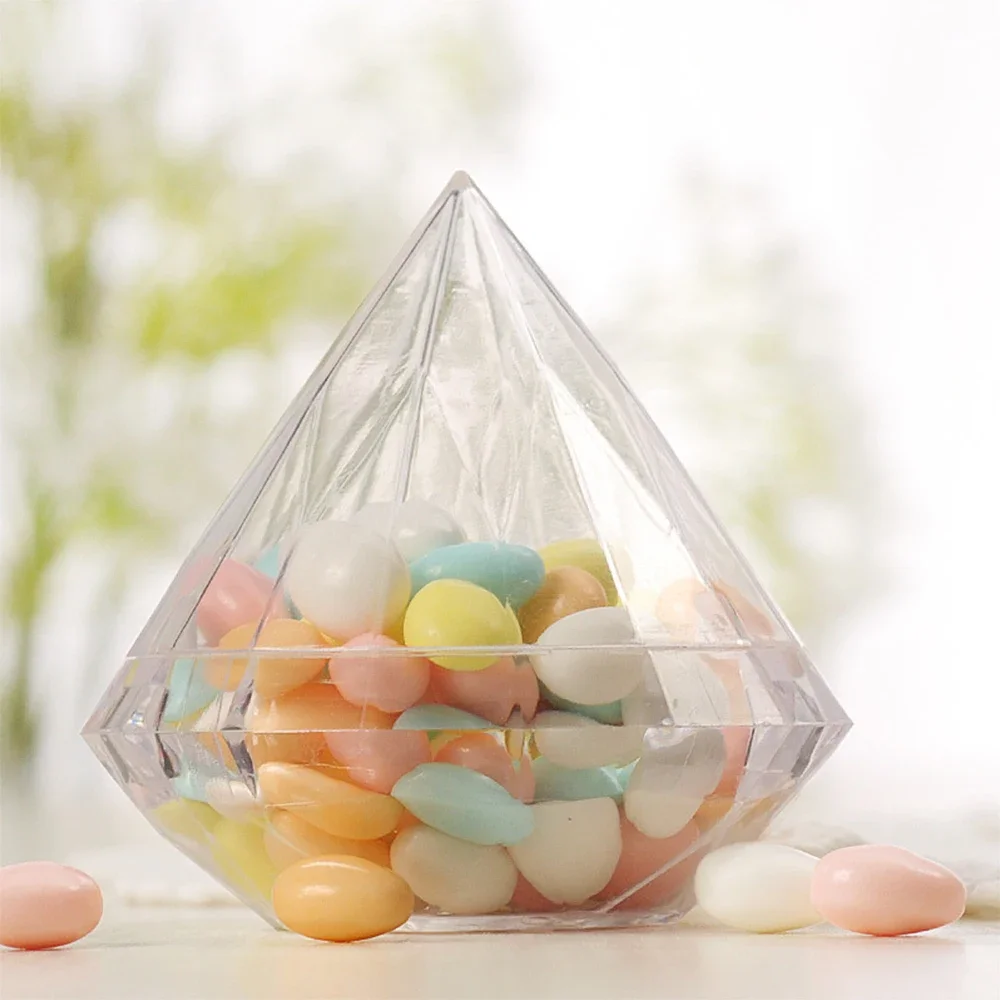 Boîte à bonbons en forme de diamant 12 pièces/ensemble, récipient à bonbons en plastique Transparent de qualité alimentaire, boîte à fleurs de stockage des aliments pour enfants d'halloween