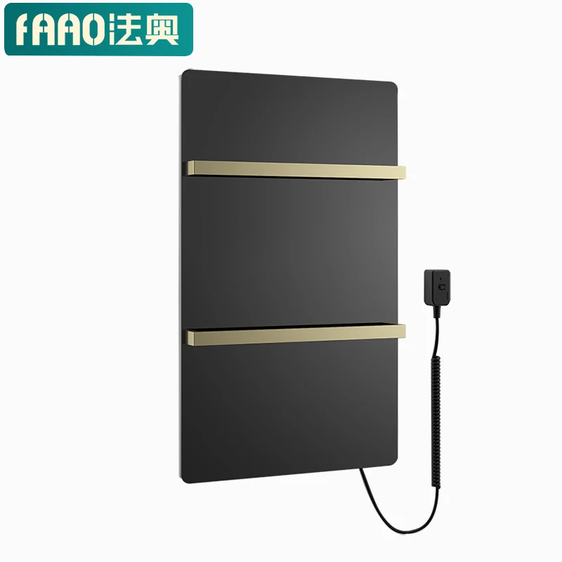 Factory Wall Mounted Controllable Towel Heater Glass Flat With Shelf Electric Towel Rack