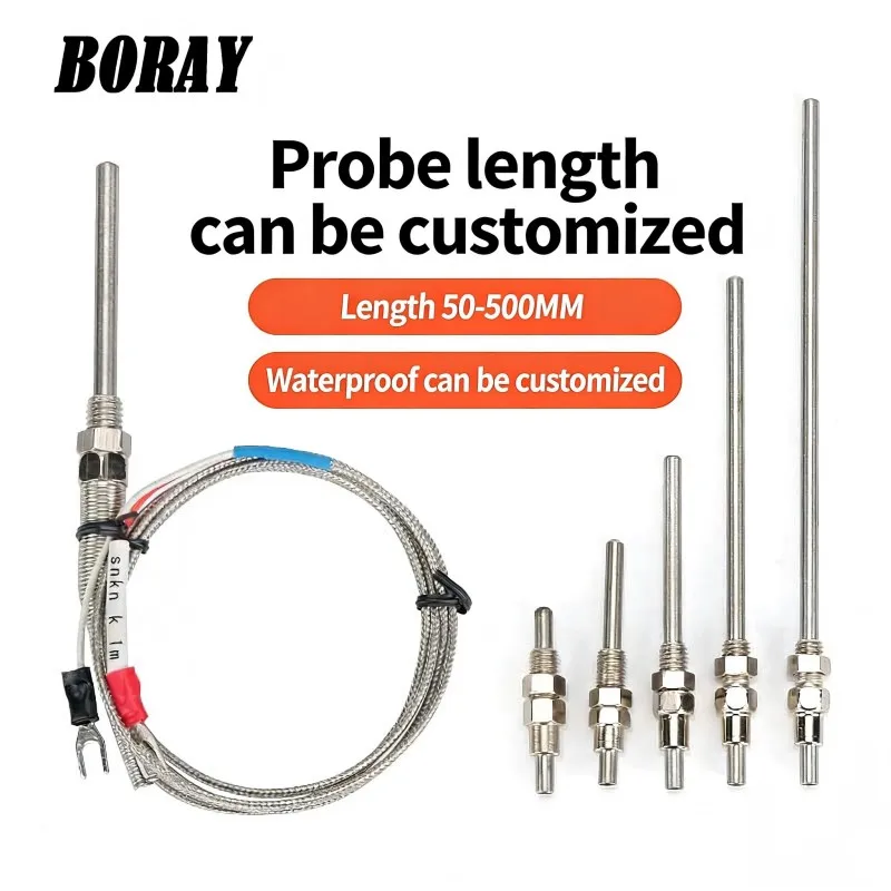 Screw Thermocouple 1/2/3m Type K E J PT100 25/50/75/100/150/200/250/300mm Compression Spring Probe Temperature Sensor