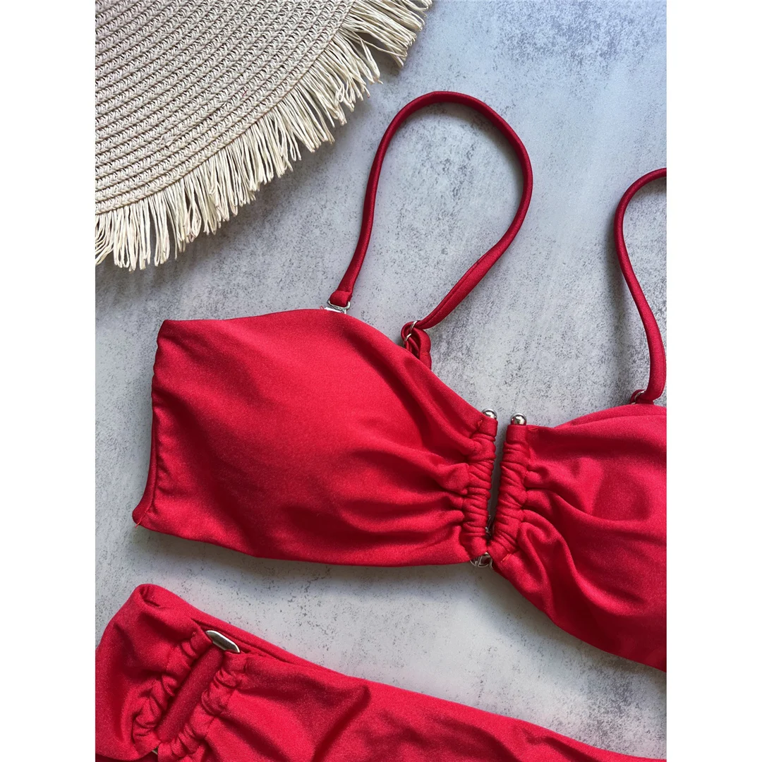 4 Farben, V-förmiger, gepolsterter Damen-Badeanzug, hochtaillierter Bikini, zweiteiliges Bikini-Set, Badebekleidung, Badeanzug, Modell V6583. – Detail 35