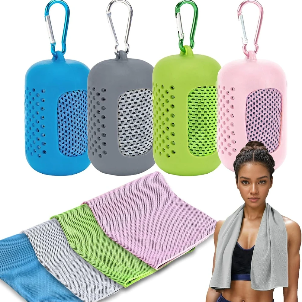 Hot Portable Wrapped Cold Towel with Circular Silicone Bag Sports Quick Dry Absorbent Camping Ultra Soft Gym Swimming Yoga Beach