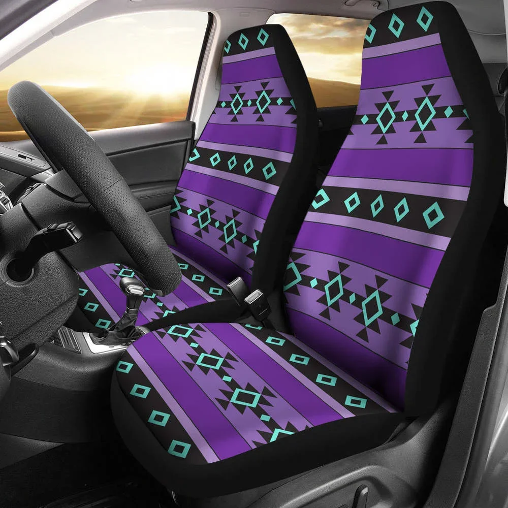 Purple Turquoise and Black Tribal Ethnic Aztec Car Seat Covers Boho Pa,Pack of 2 Universal Front Seat Protective Cover