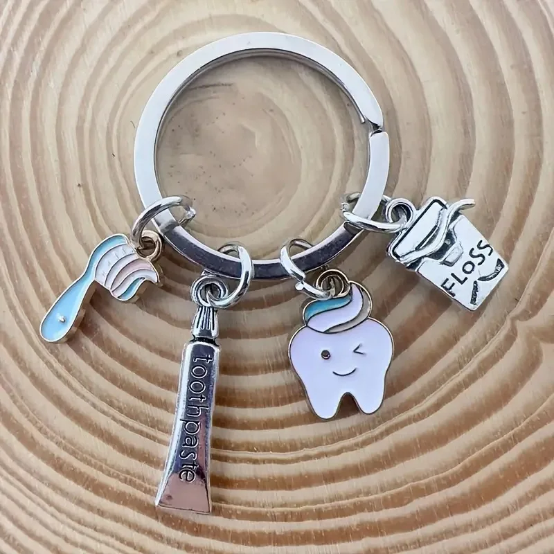 teeth keychain Enamel Toothbrush Toothpaste Tooth Keychain Dental Assistant Gift Dental Love Care Keychain