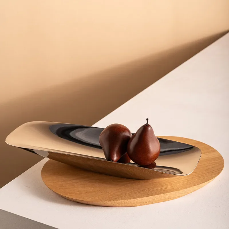 Nordic Stainless Steel Fruit Plate Luxury Snack Bowl for Living Room Coffee Table Nut Dish Dried Fruit Tray Home Decor