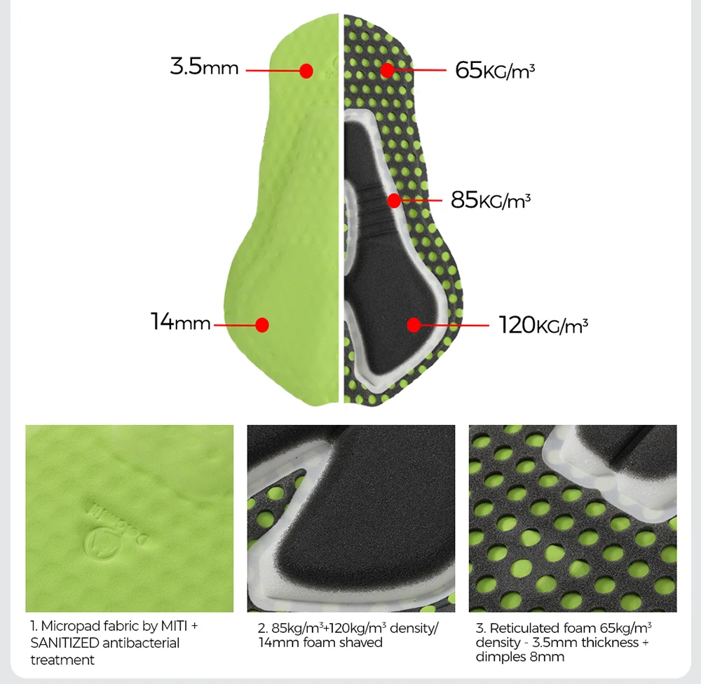 RION Herren Fahrradhose Fahrrad-Tights MTB Rennrad Mountainbike Kleidung Italienische DOLOMITI 8H Herbst Frühling Gepolsterte Uniformkleidung – Detail 5