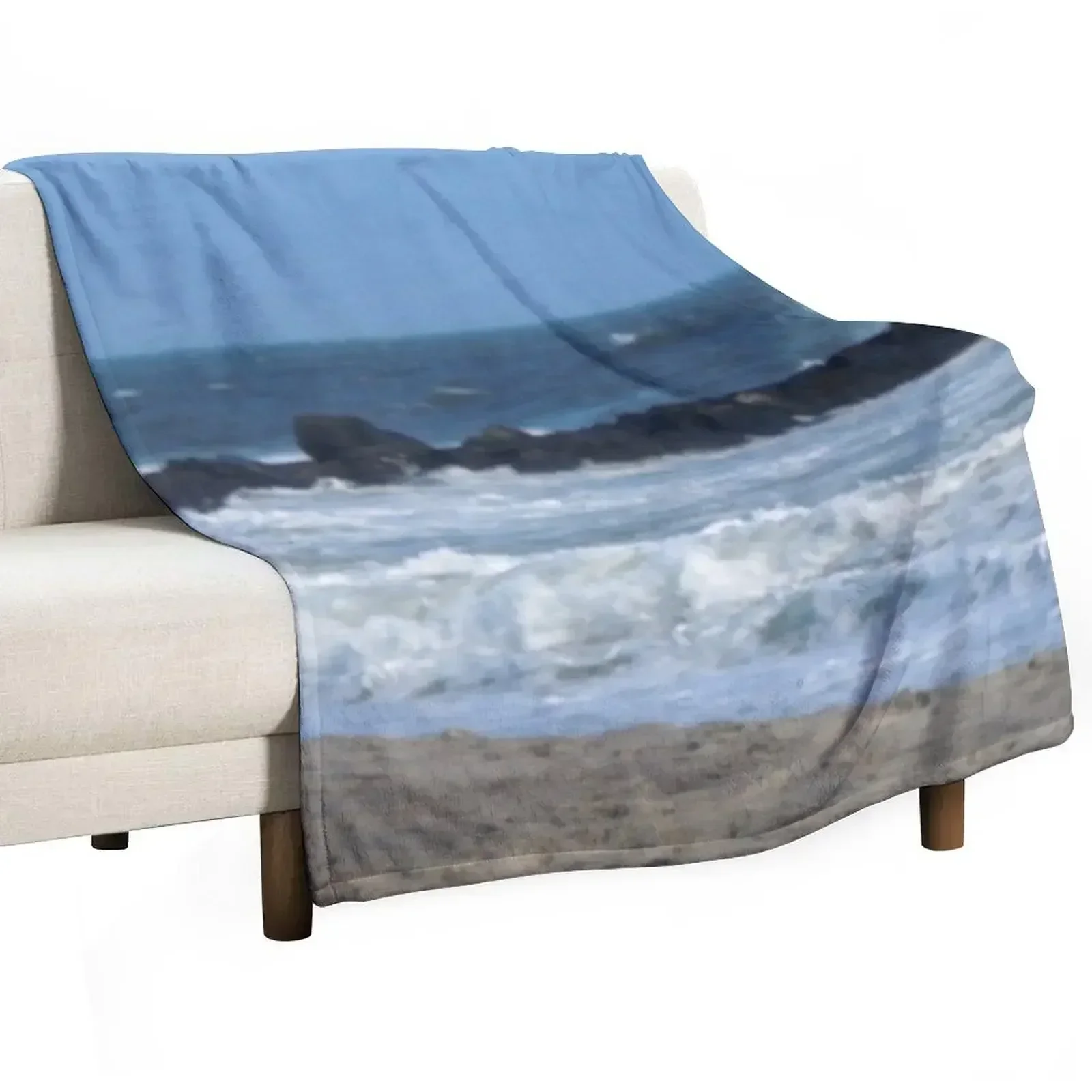Ocean Beach Rocks Photography Cape May, New Jersey photo Throw Blanket Thins Designers Luxury Designer Blankets