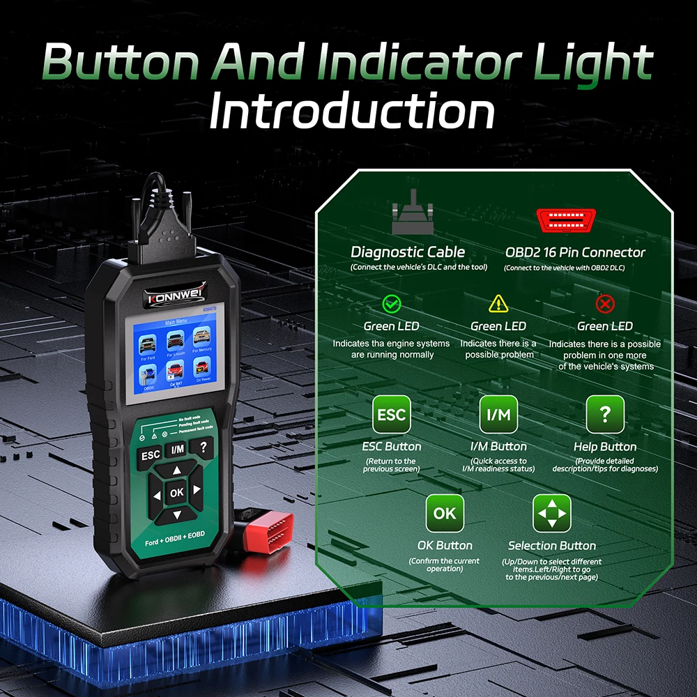 

KONNWEi Эксклюзивный детектор неисправностей Ford OBD2, ремонт данных в реальном времени, световой код ошибки двигателя, прозрачный автомобильный инструмент для сканирования OBD