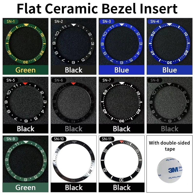 SKX Ceramic Insert 38*31.5mm Flat Bezel Inserts MOD Original SKX007 Crystal 31.5mm Black/Blue/Green Modified Watch Accessories