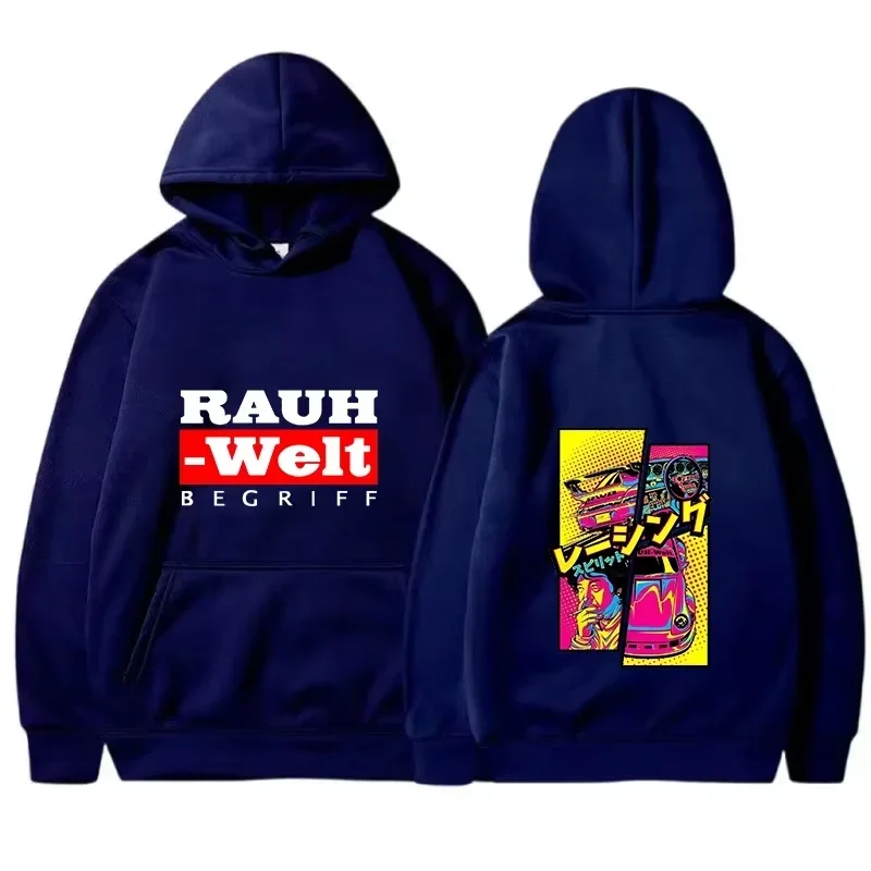 Rauh Welt Hoodie Car Widebody Tuning JDM Racing Pop Art Comic Ästhetisches Schwarzes Oversized Casual Sweatshirt Langarm – Detail 8