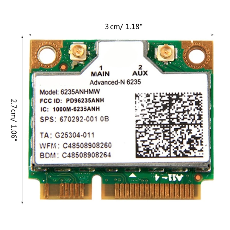 Centr37- Mini carte WiFi avancée, N 6235, 6235, PCI-E, 802.11abgn, bande touristique