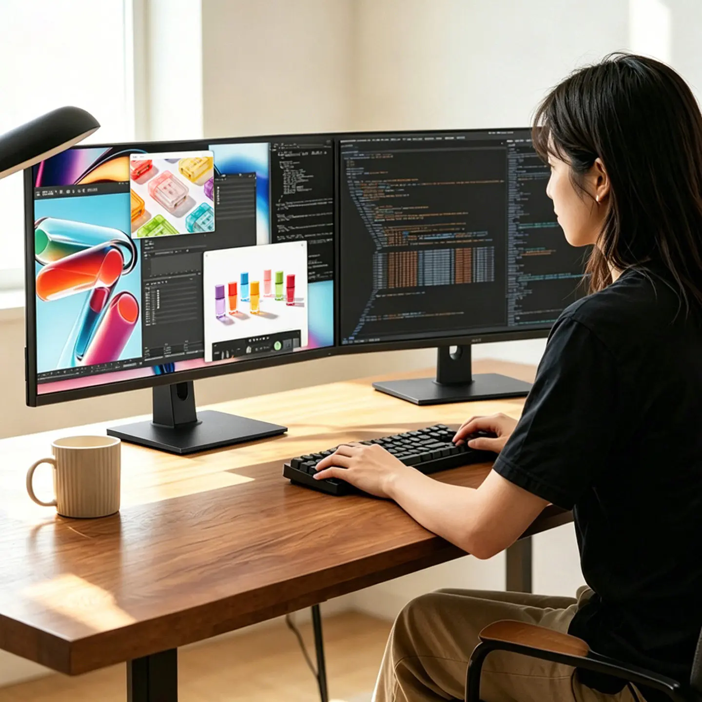 Woli Weixue VESA desktop display stand is compatible with 21.5 27inch HDMI touch screen multi axis linkage adjustment