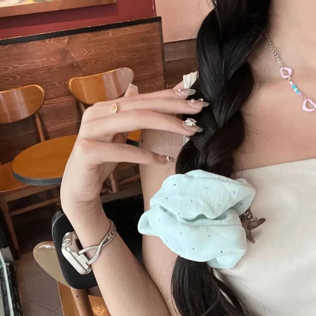 2024 New Mint Green Full Star Large Colon Scrunchie Women's Large Hair Accessories High-Grade Gentle Head Rope Scrunchie