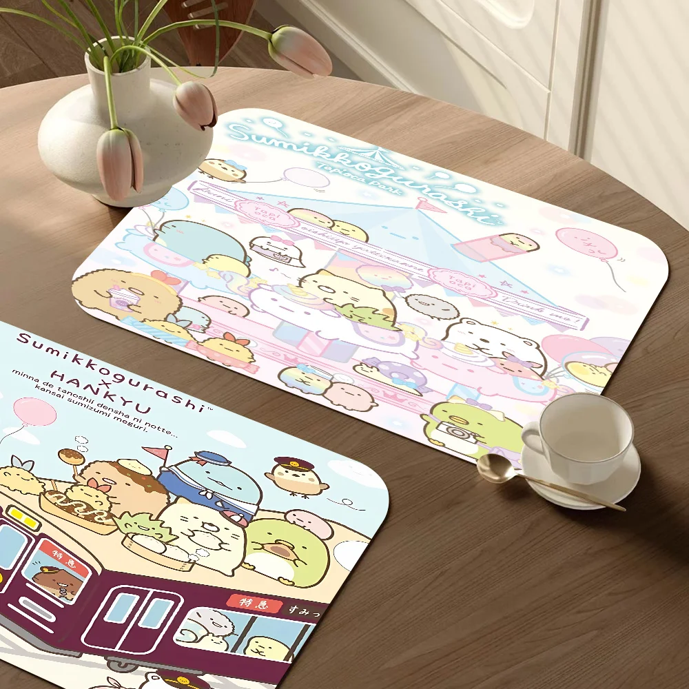 

Kawaii S-Sumikko G-Gurashi Cute Kitchen Draining Mat Tableware Pad Coffee Dish Drying Mat Placemat Bathroom Kitchen Drain Pad