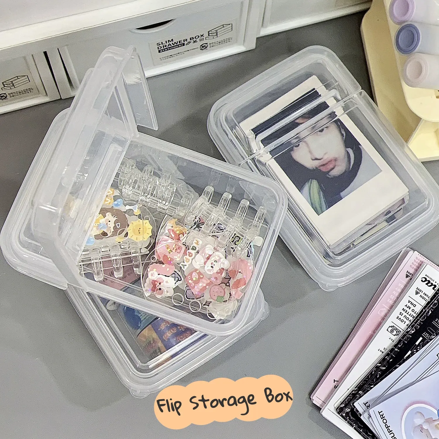 

SKYSONIC New Arrivavl Photocards Storage Box Transparent ABS Postcards Organizer Protable Dustproof Holder Stationary