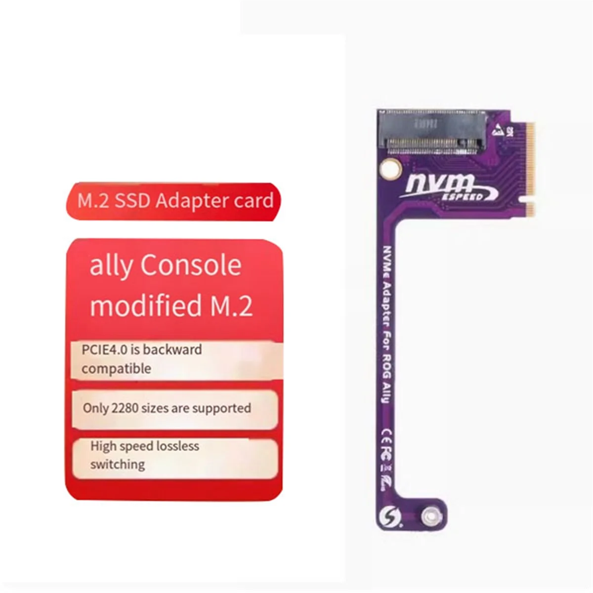 For Asus Rog Ally M.2 NVME Transfer Card 2230 to 2280 NVME 90° M2 Adapter Card for Rog Ally Modified Game Accessories