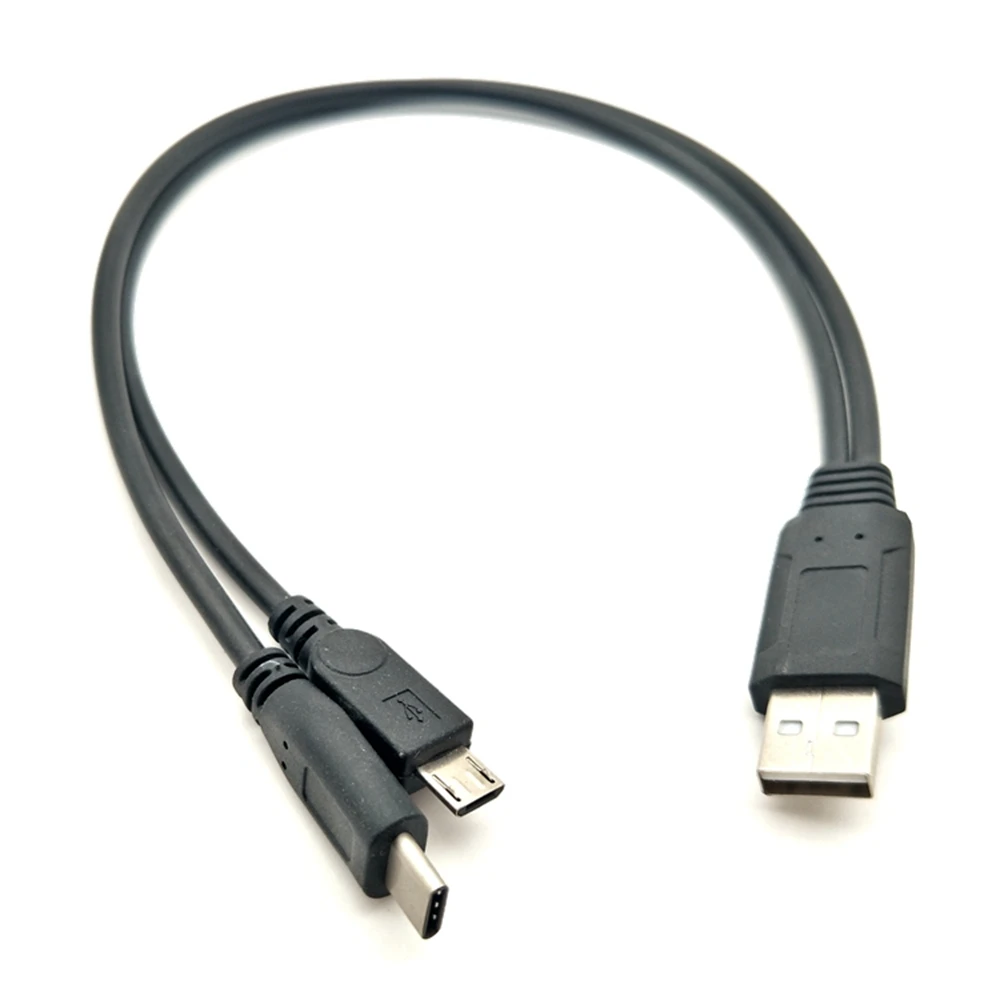 2 in 1 Type C Micro USB Cable Mobile Phone Fast Charger Cable Two Devices Splitter Micro USB C Wire micro USB for Samsung S21 Xi