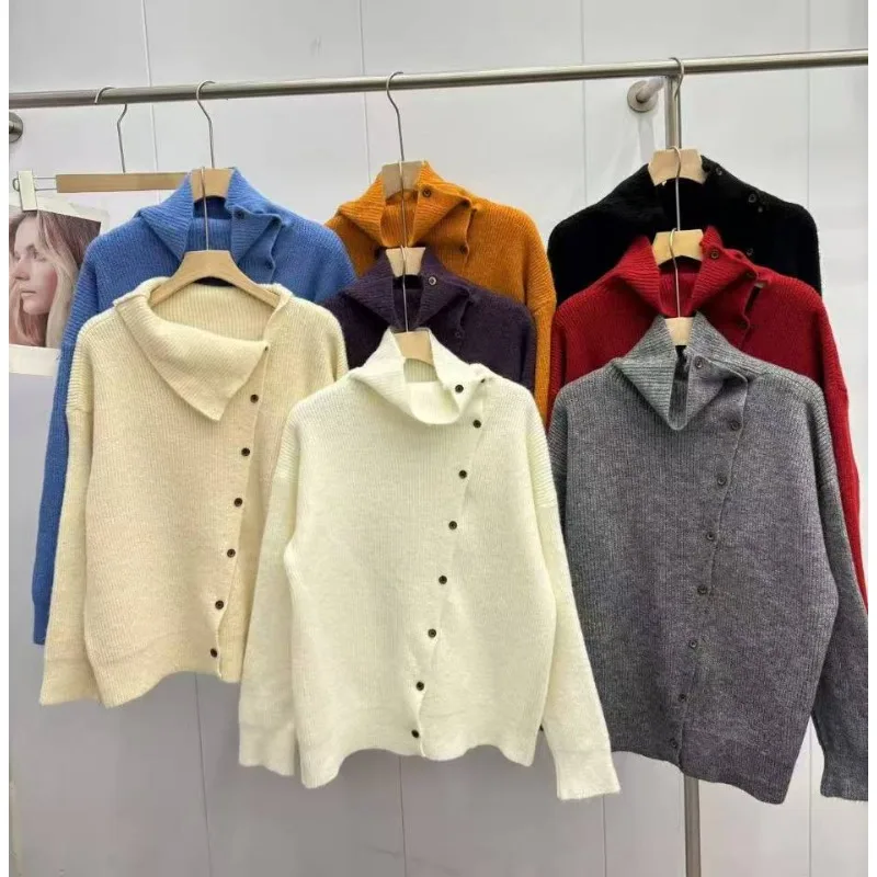 الخريف والشتاء أزياء المرأة الجديدة أنيقة محبوك واحدة الصدر الدافئة سترة مشغولة من الصوف ركاب ارتداء سترة غير رسمية #6