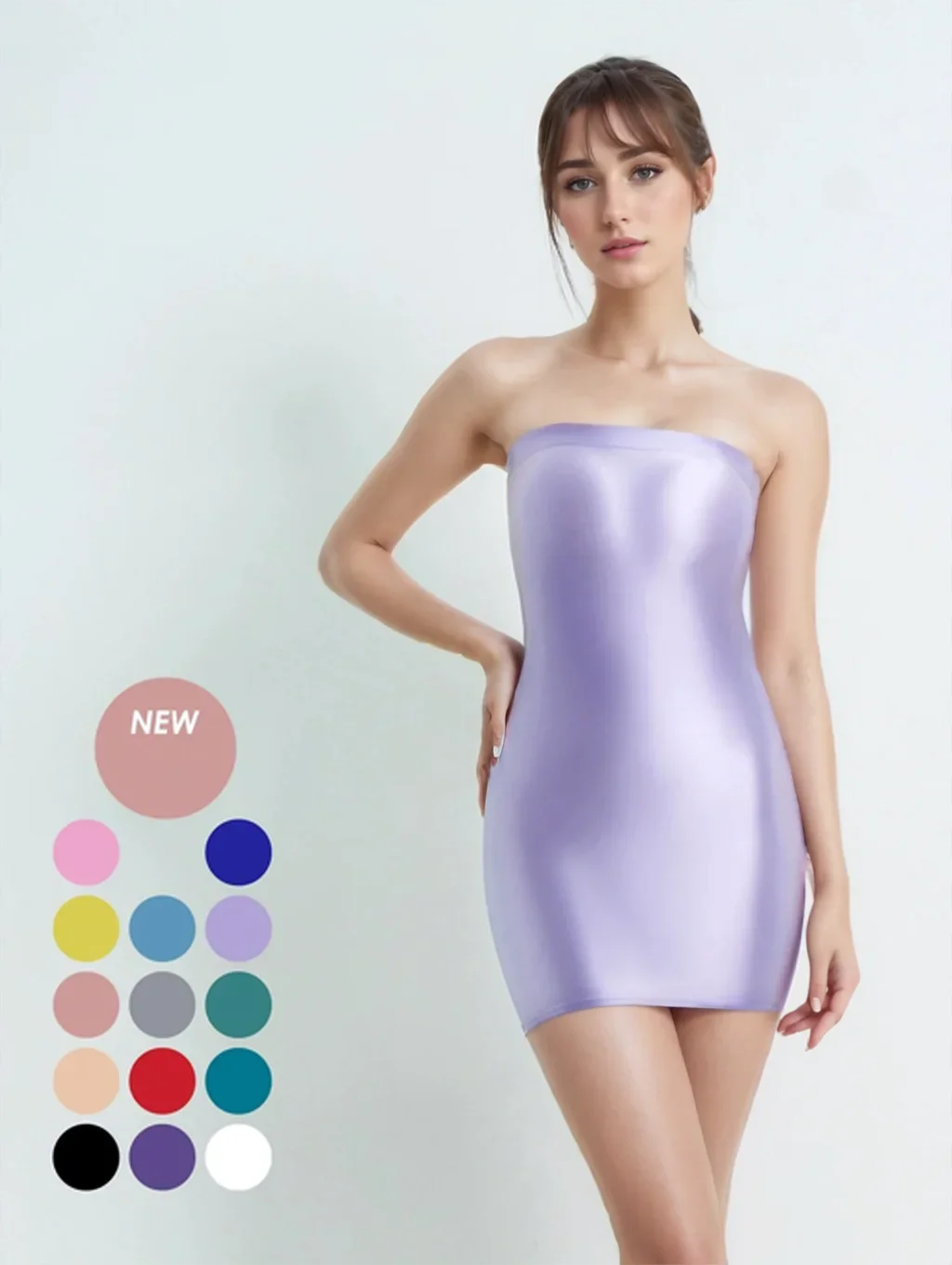 Summer Shiny Glossy Hip Wrap Dress for Women with Stretch Long Sleeves Sexy Tight Bodycon One-step Skirt Ideal for Clubwear