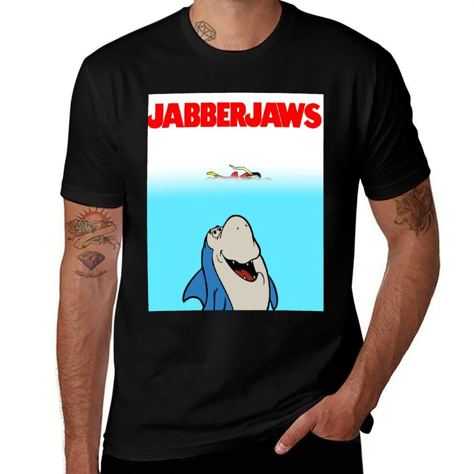 JABBERJAWS NO BORDER T-Shirt Minimalist Plain Crew Neck T-Shirt