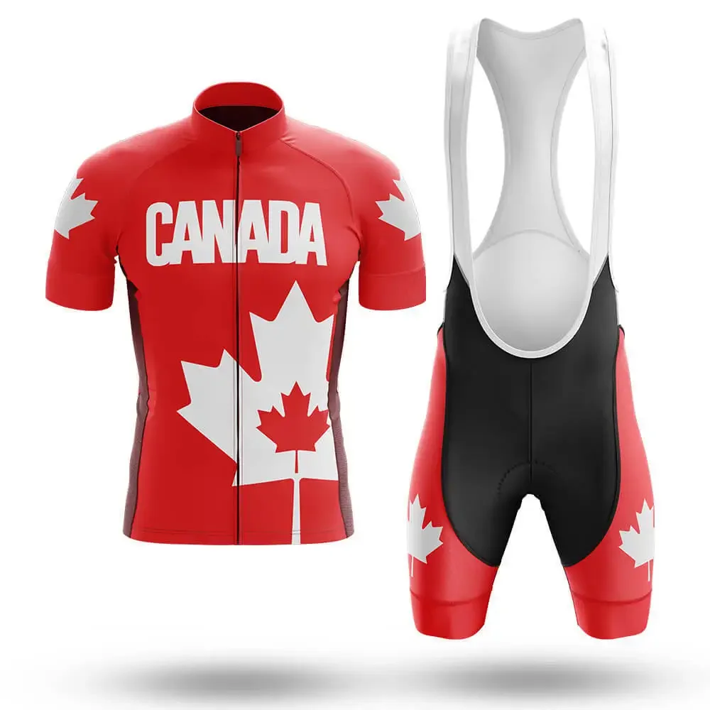 Red Canadian maple leaf cycling clothing for men, 2024 Summer Cycling Jersey Set, short sleeve mountain bike shirt