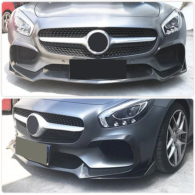 Carbon Fiber Front Bumper Lip Spoiler for Mercedes Benz AMG GT GTS Coupe 2-Door 2015-2017 Racing Front Lip Chin Apron Body Kit