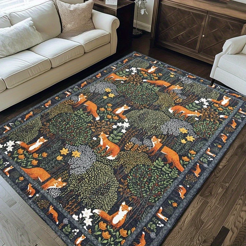 Large Bohemian Floral Area Mat Polyester Mat for Home Decor, for Sofa, Coffee Table, Bedroom, Dining, Camping Indoor/Outdoor Use