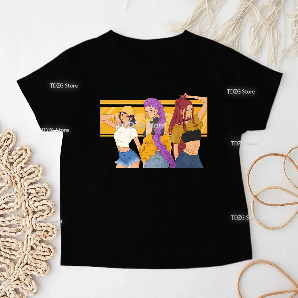 حار فيلم KPop شيطان الصيادين لينة القطن طفل الفتيات ملابس الأطفال تي شيرت المشجعين هدايا الاطفال الملابس موضة عادية المحملة القمم