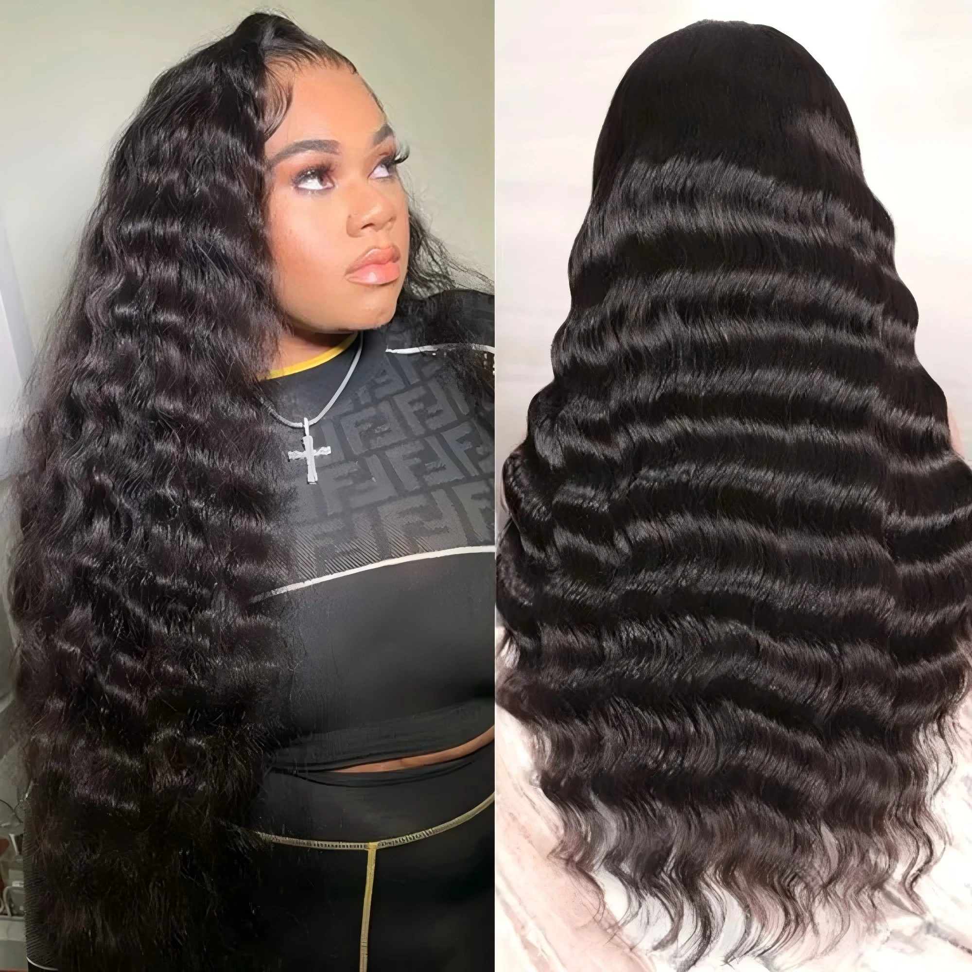 42 44 Inch Loose Wave Lace Front Wigs Human Hair 200% Density 13x6 HD Full Lace Frontal Wigs Human Hair 12A Loose Deep Wave Glueless Wigs Human Hair Pre Plucked for Women