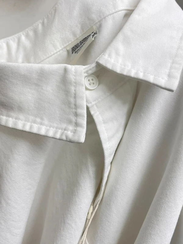 

White Long Sleeve Shirt Women's New Style Layering Inner Wear Top High-End Spring Autumn Small Size Collar Button down
