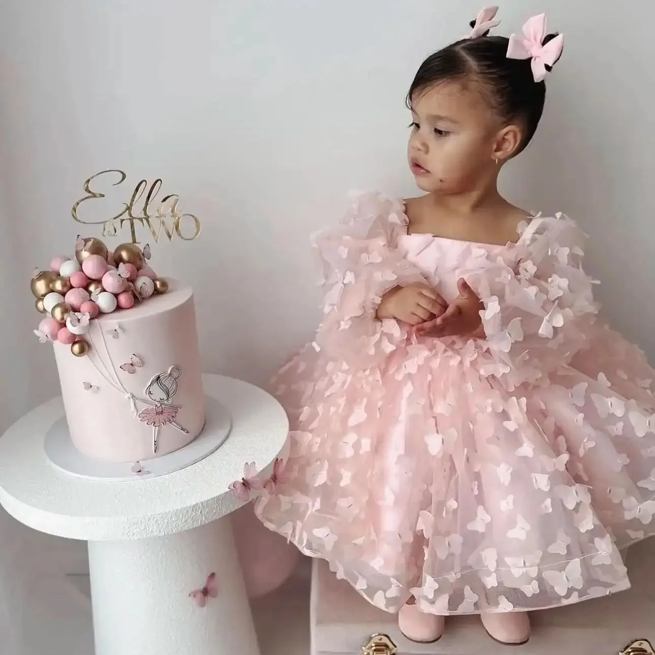 

Customized Pink Beaded Satin A-line Floor-length Princess Gown With Bow Elegant Luxury Oneck Sleeveless Girls Dresses For Party