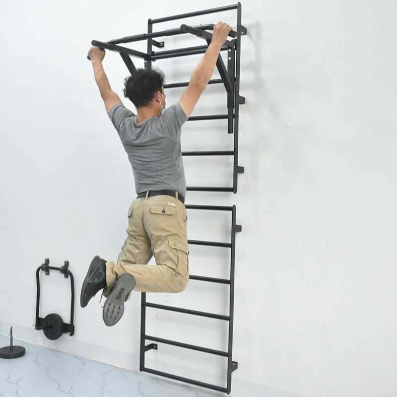 Wall Trapezoidal Single and Double Bar Pull To Upper Arm Flexion and Extension Home Comprehensive Fitness Equipment Parallel Bar