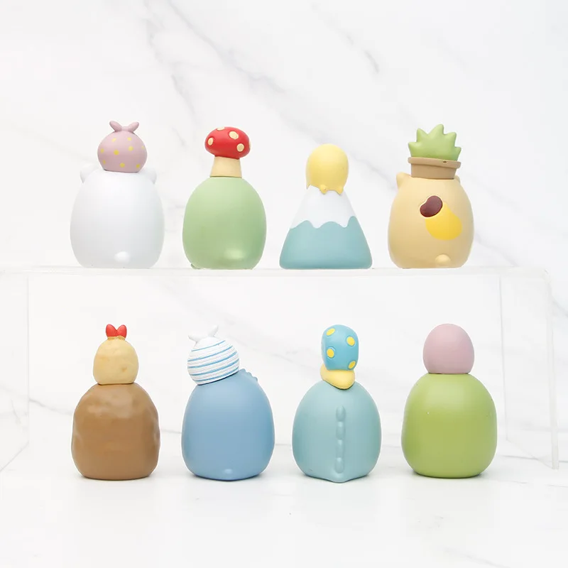 8 pz/set Kawaii giappone Sumikko Gurashi doppio timbro Mini figure ornamenti bambole Decorative giocattoli