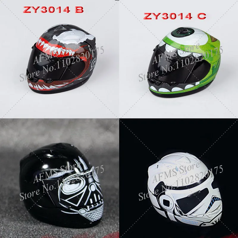 1/6 Scale Soldier Helmet Venom Black Jedi Knight White Warrior Prop  Motorcycle Racing Driver Helmet Fit 12\