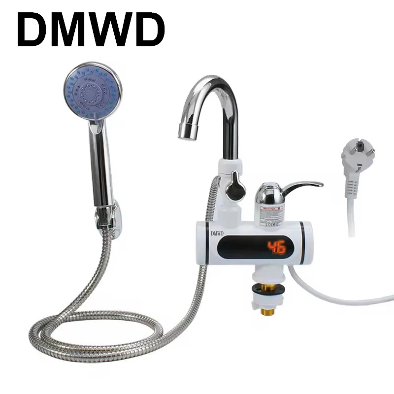 DMWD 3000W Temperature Display Electric Instant Hot Water Heater Faucet Kitchen Instantaneous Tankless Cold Heating Tap Shower