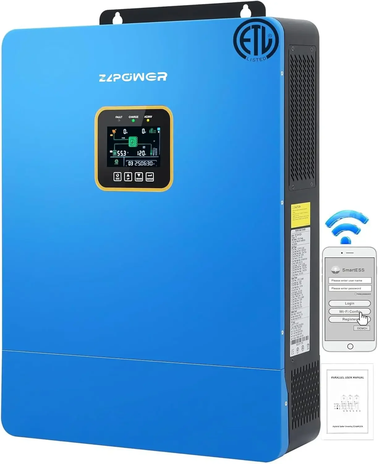 ZLPOWE 48V Hybrid Solar Inverter 10KW with Dual MPPT Controller AC Input/Output 120V/240V Single Phase/Phase Split Pure Sine Wave Max 200A Charger Off Grid/Hybrid Parallel Ready WiFi Optional UL1741