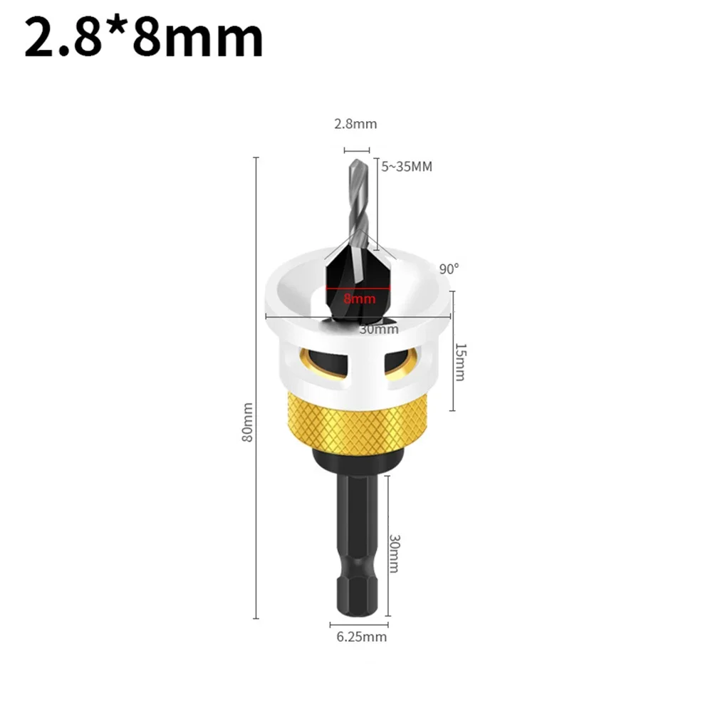 4pcs Hex Shank Carbide Adjustable Countersink Drill Router Bits With Depth Stop For Woodworking Drilling Pilot Hole Tools